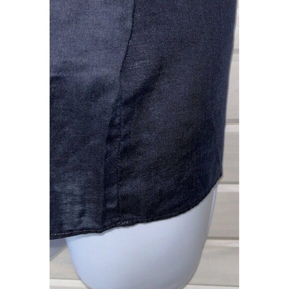 J. Crew Vintage Closet Sz 12 Navy Blue Peasant Blouse 100% Linen Sequins EUC - Picture 6 of 9